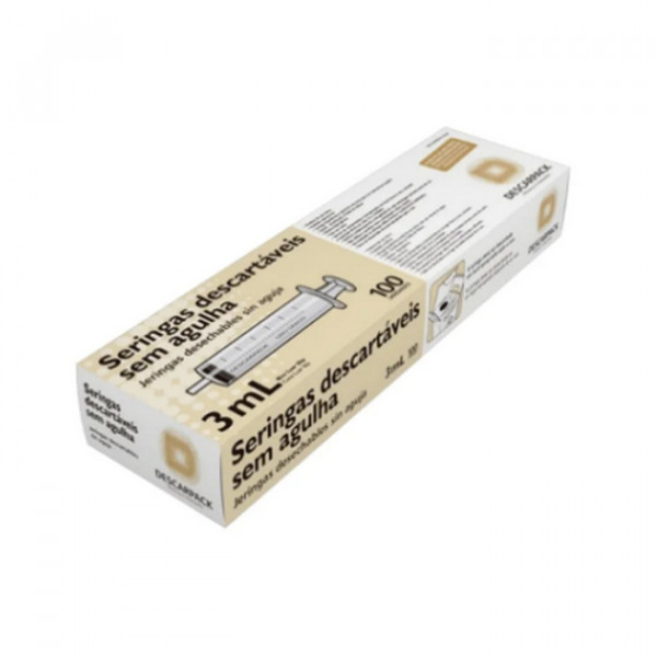 SERINGAS DESCARTÁVEIS SEM AGULHA 3ML LUER SLIP DESCARPACK - CX 100