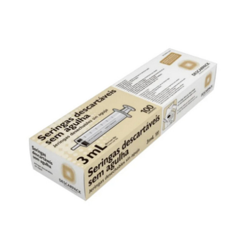 SERINGAS DESCARTÁVEIS SEM AGULHA 3ML LUER SLIP DESCARPACK - CX 100