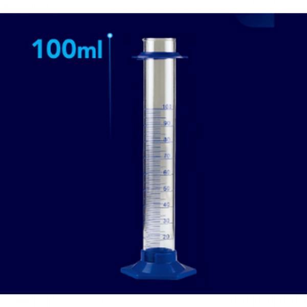 PROVETA DE VIDRO COM BASE DE PLASTICO HEXAGONAL BORO 3.3 100ML