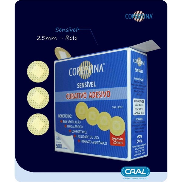 CURATIVO ADESIVO UNIVERSAL DIAMETRO 25MM 500 UN/CX